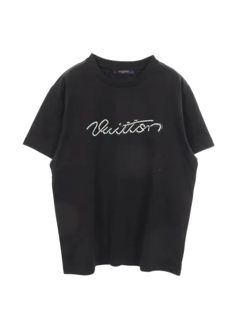 Louis Vuitton Pre-Owned 2000s embellished Signature T-shirt Black 1104024