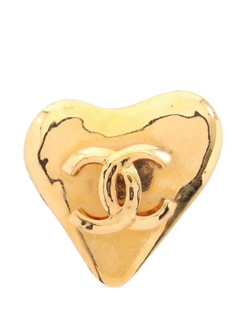 CHANEL Pre-Owned 1993 Coco Mark heart brooch Gold 109949893P