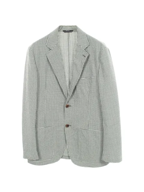 Hermès Pre-Owned 1990-2000s check seersucker button-fastening blazer Black 1084438