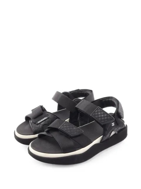CHANEL Pre-Owned CC-logo flat sandals Black 1101381