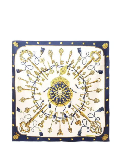 Hermès Pre-Owned 2010s 90 Carré Les Cles scarf White 1100489