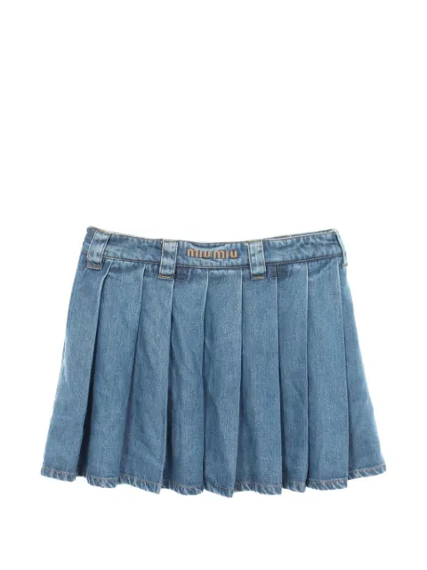 Miu Miu Pre-Owned 2010s pleated denim mini skirt Blue 1104371