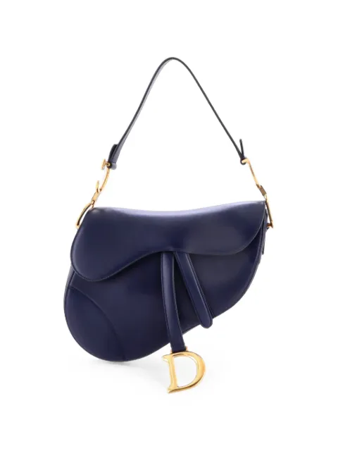 Christian Dior Pre-Owned Saddle Handbag Leather Medium shoulder bag Blue YRPAHYXIE95SKM45