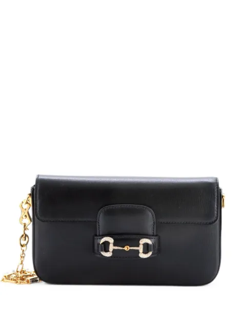 Gucci Pre-Owned Horsebit 1955 Leather with Crystal Detail Mini shoulder bag Black Z9RIT55AS142F1ZV