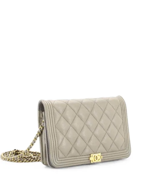 CHANEL Pre-Owned Boy Wallet on Chain Quilted Caviar crossbody bag Grey YYNO8FG2PGHSHK1E