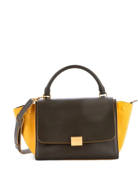 Celine Pre-Owned Tricolor Trapeze Bag Leather Small satchel Green QO6LYOVPX91UNNX8