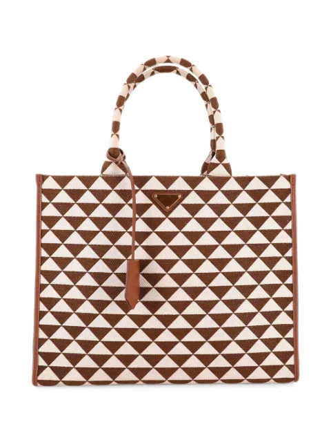 Prada Pre-Owned Symbole Shopper Jacquard Large tote bag Brown WIWPL9IPADVFJGRX