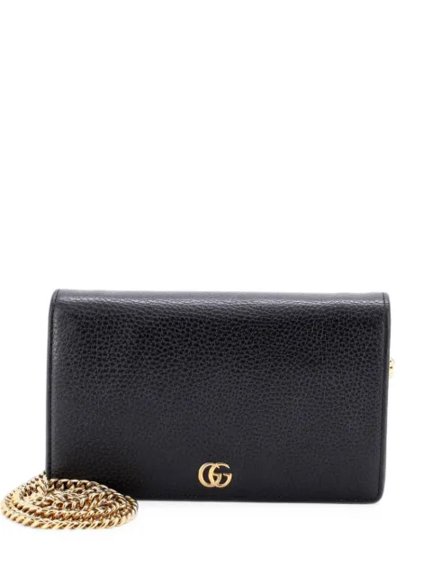 Gucci Pre-Owned Petite GG Marmont Chain Wallet Leather Mini crossbody bag Black VLB790UVD5J0IKFY