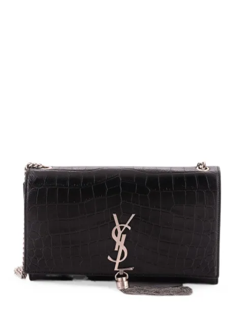 Saint Laurent Pre-Owned Classic Monogram Tassel Crocodile Embossed Leather Medium crossbody bag Black PBCVZ5WPXQB7RZ60