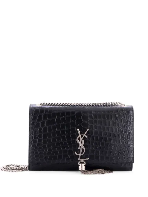 Saint Laurent Pre-Owned Classic Monogram Tassel Crocodile Embossed Leather Medium crossbody bag Black UOCQQE4MP83EZWX0