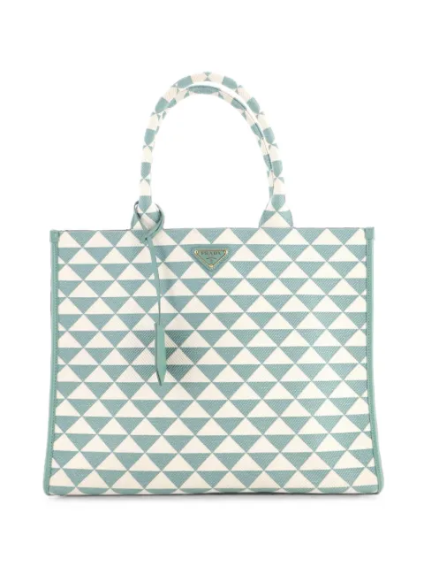 Prada Pre-Owned Symbole Shopper Jacquard Large tote bag Green GIZ0P1QE9X73Q1V5