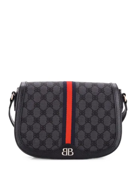 Gucci Pre-Owned x Balenciaga The Hacker Project Flap Messenger Bag BB Canvas Medium shoulder bag Black NXUZ57ELF81DHXDO