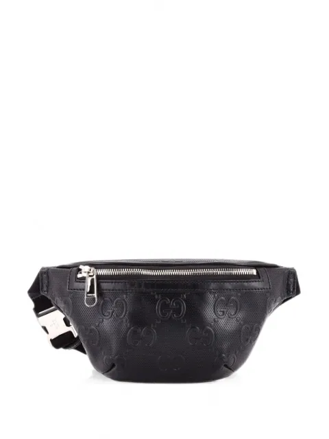 Gucci Pre-Owned GG Embossed Perforated Leather Small belt bag Black UEGZMQ8WDQD8G3KA