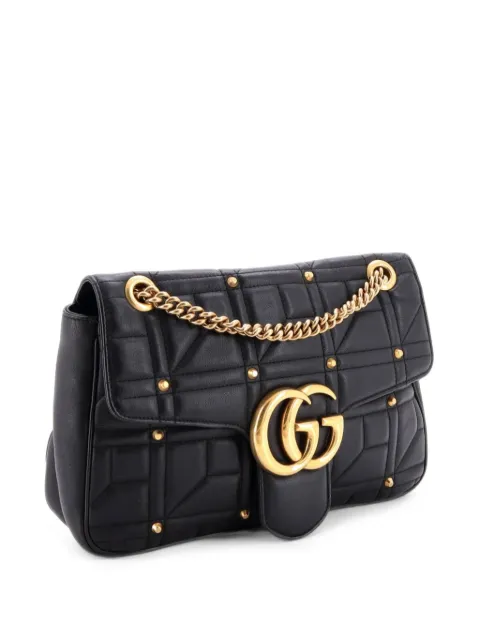 Gucci Pre-Owned GG Marmont Flap Bag Studded Matelasse Leather Medium shoulder bag Black N4JJHWC2TT6DKZ12