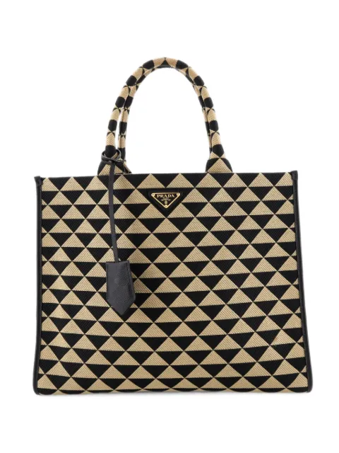 Prada Pre-Owned Symbole Shopper Jacquard Large tote bag Neutrals EY0A87Z1WQOHUEQ9