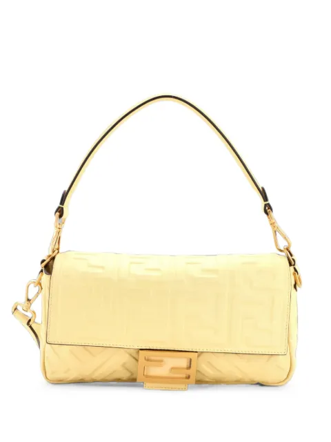 Fendi Pre-Owned Baguette NM Bag Zucca Embossed Leather Medium crossbody bag Yellow DJ3EI5C15ZOI0JZV