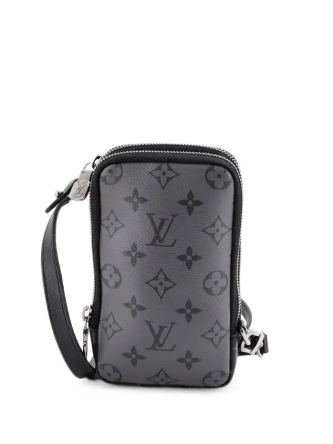 Louis Vuitton Pre-Owned Double Phone Pouch Reverse Monogram Eclipse Canvas clutch bag Grey DSXUTL9PO5BYHPZ4