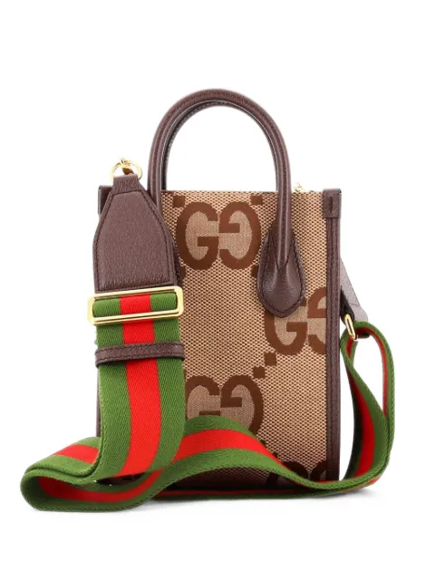 Gucci Pre-Owned Vertical Tote Jumbo GG Canvas Mini crossbody bag Brown DSRRP90DRIAMV3P7