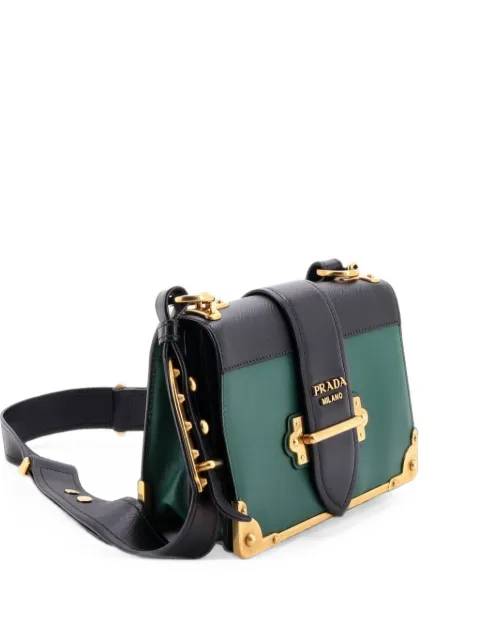 Prada Pre-Owned Cahier Leather and Saffiano Leather Small crossbody bag Green D751YNZOAP52YXKC