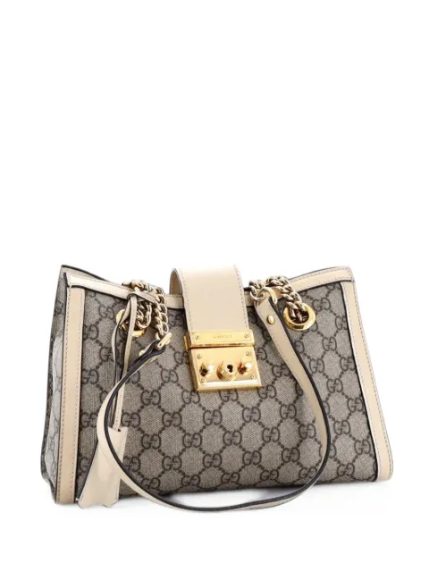 Gucci Pre-Owned Padlock Chain Tote GG Coated Canvas with Leather Small shoulder bag Neutrals M5BRQQ1PFB6XHFPA