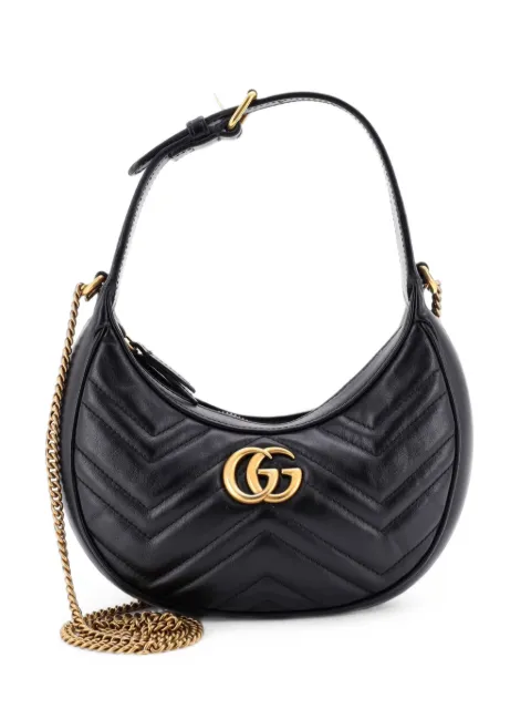 Gucci Pre-Owned GG Marmont Half Moon Matelasse Leather Mini hobo bag Black LSNRO7KGNBKXTS4E