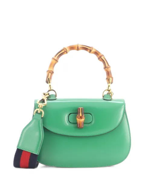 Gucci Pre-Owned Bamboo 1947 Top Handle Bag Leather Small satchel Green LDYH4QT9HDP6O363