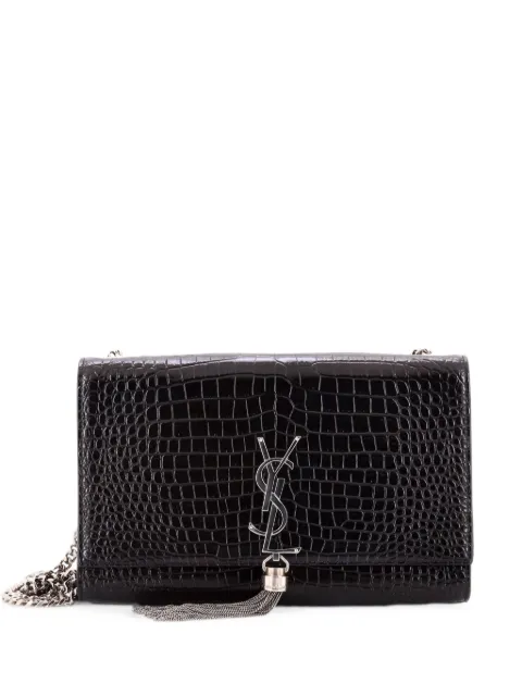 Saint Laurent Pre-Owned Classic Monogram Tassel Crocodile Embossed Leather Medium crossbody bag Black SY61ZJLXOZ9OY96Z