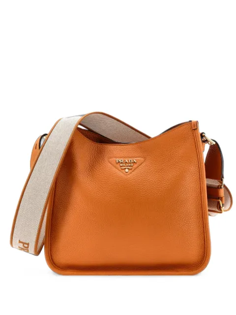 Prada Pre-Owned Logo Strap Vitello Daino Medium crossbody bag Brown JMDHNWCMRCM6GU5P