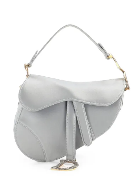 Christian Dior Pre-Owned Saddle Handbag Satin with Crystals Mini shoulder bag Blue BC1ZE478W99XRHJH