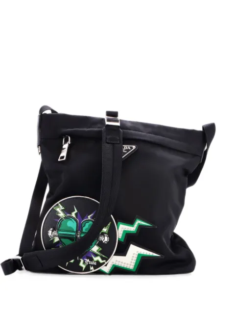 Prada Pre-Owned Frankenstein Messenger Bag Printed Tessuto crossbody bag Black CRCAZ46GAD5X9B9W