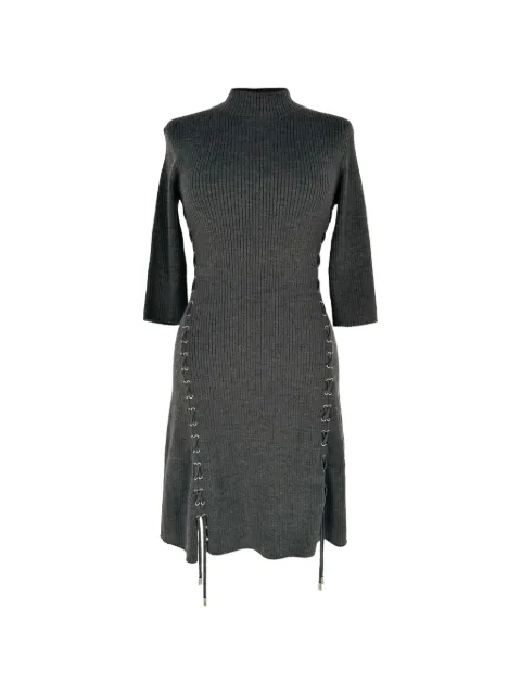 Maje ribbed-knit lace-up dress Grey RFCPUGBCL788748W