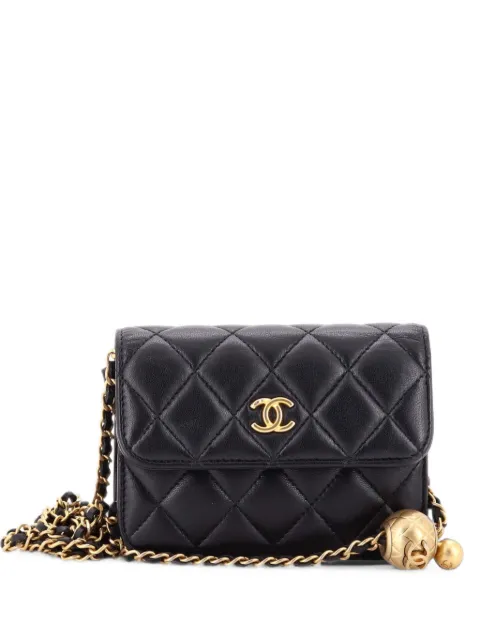 CHANEL Pre-Owned Pearl Crush Flap Clutch with Chain Quilted Lambskin Mini crossbody bag Black R3R3QSUDSDP0DEF2
