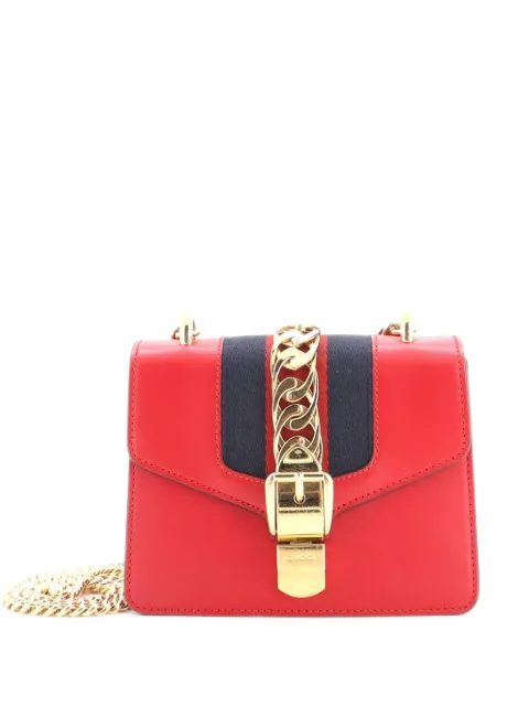 Gucci Pre-Owned Sylvie Chain Shoulder Bag Leather Mini crossbody bag Red 79TW2GU3ISAYU2SJ