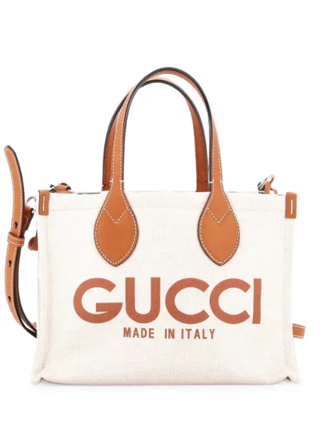 Gucci Pre-Owned Logo Shopper Tote Printed Canvas Small shoulder bag Neutrals AKT8WEPE0IK5A0WG