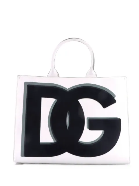 Dolce & Gabbana Pre-Owned DG Daily Shopping Printed Leather Large tote bag White AB2VQZXS6Q7XFMPS