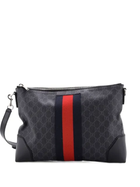 Gucci Pre-Owned Web Zip Flat Messenger GG Coated Canvas Medium crossbody bag Black YF2KJHOELIL9EPW0