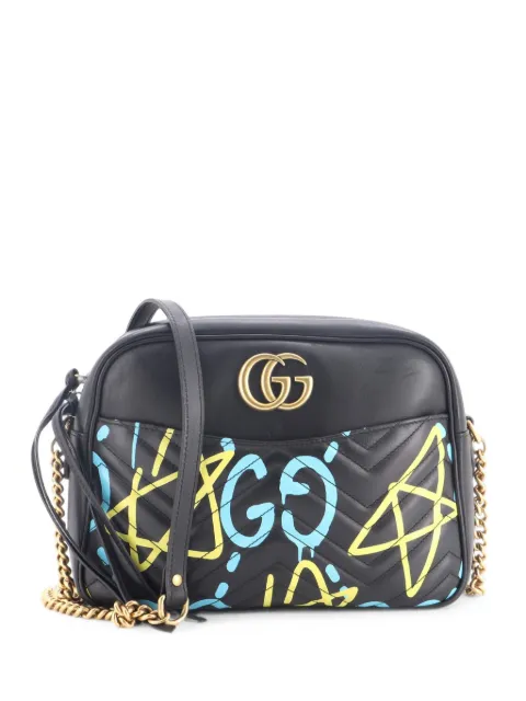 Gucci Pre-Owned GG Marmont GucciGhost Matelasse Leather Medium shoulder bag Black XEHBB276M88DQ1VH