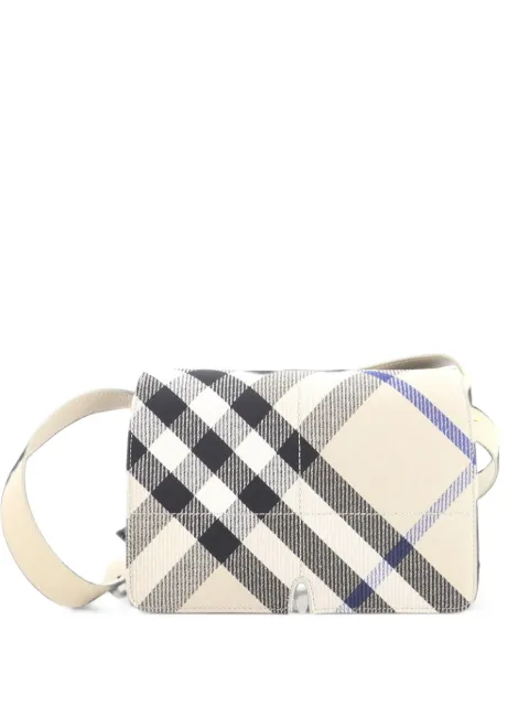 Burberry Pre-Owned Snip Shoulder Bag Check Jacquard with Leather crossbody bag Grey QLCJ0YGVFUXNU1JT