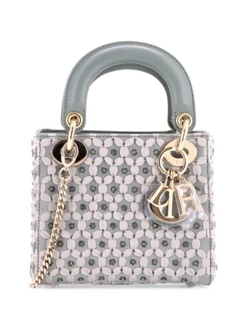 Christian Dior Pre-Owned Lady Dior Chain Bag Embellished Satin Mini satchel Grey QCCF5KZ4VINUR9A5
