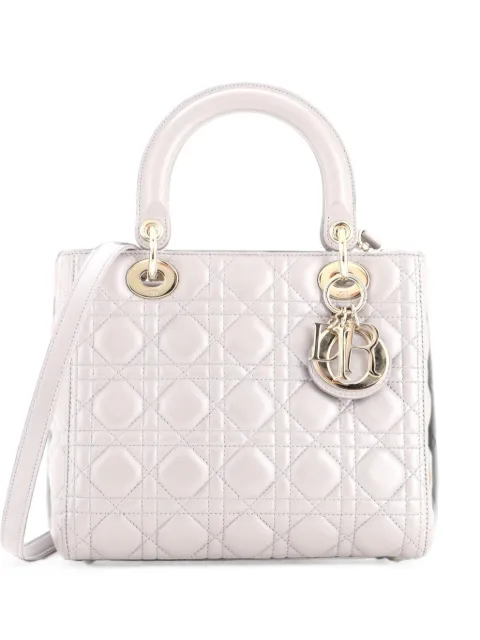 Christian Dior Pre-Owned Lady Dior Bag Cannage Quilt Metallic Leather Medium satchel Metallic VY3EFSSP5NK6BX1T