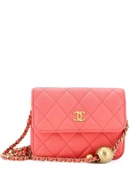 CHANEL Pre-Owned Pearl Crush Flap Clutch with Chain Quilted Lambskin Mini crossbody bag Pink HRIPTFRCS47E07PT