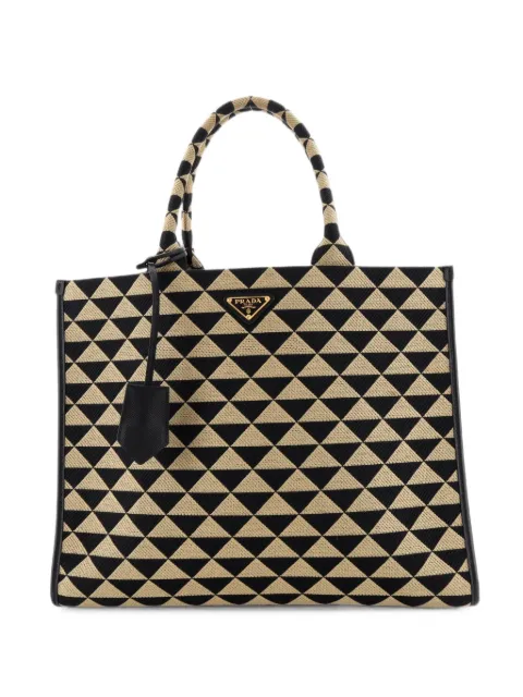 Prada Pre-Owned Symbole Shopper Jacquard Large tote bag Neutrals P9BEVW7UM3TPP3KF