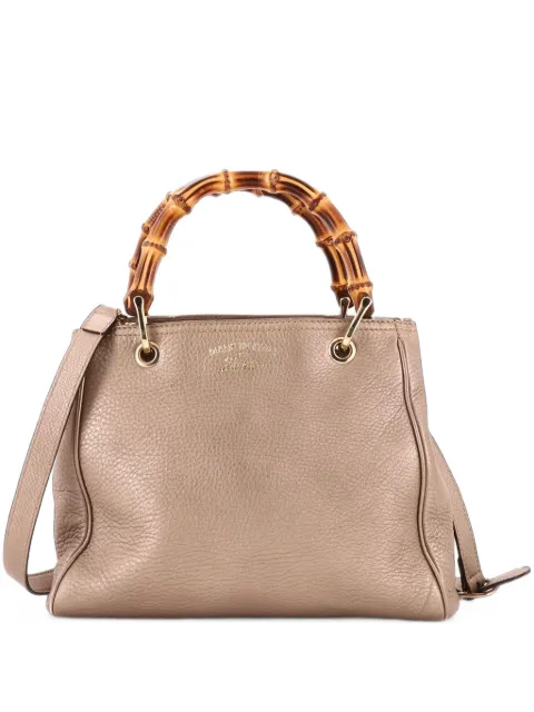 Gucci Pre-Owned Bamboo Shopper Leather Small tote bag Metallic P7K40EVJY3HV3CUV