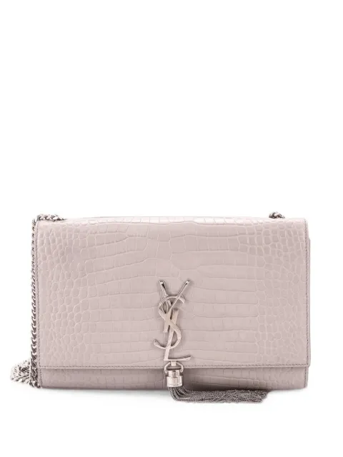 Saint Laurent Pre-Owned Classic Monogram Tassel Crocodile Embossed Leather Medium crossbody bag Grey OVSJHY2B8IXHZ0NK