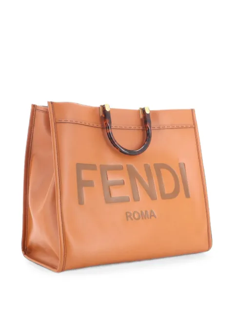 Fendi Pre-Owned Sunshine Shopper Leather Large tote bag Brown OKCJG92VSZBDG2QQ