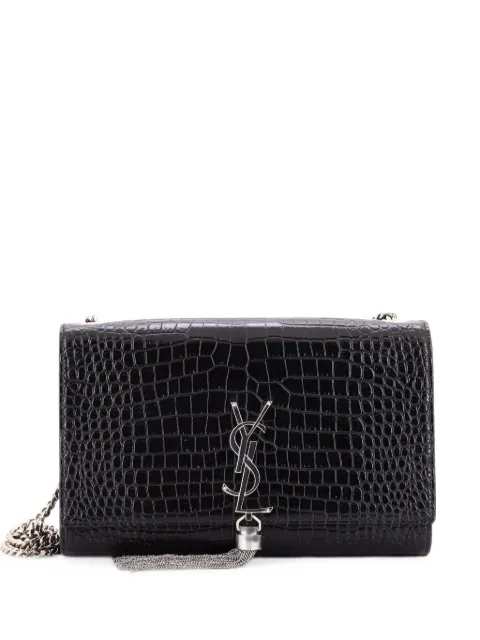 Saint Laurent Pre-Owned Classic Monogram Tassel Crocodile Embossed Leather Medium crossbody bag Black ZSR8QUWXCLT95ZM9