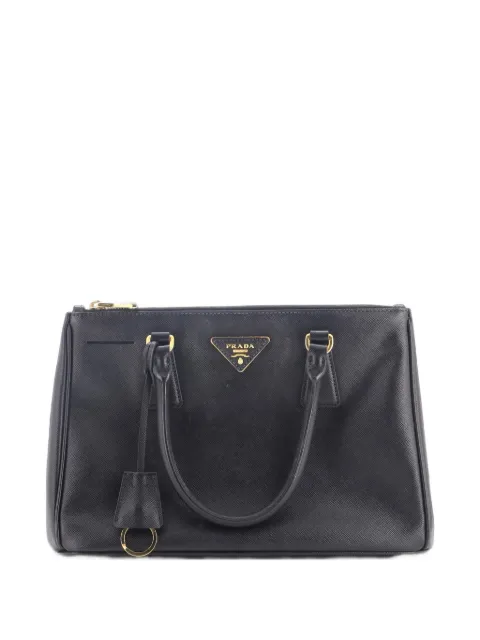 Prada Pre-Owned Double Zip Lux Saffiano Leather Small tote bag Black 4KTNCGUS2HCSIT5V