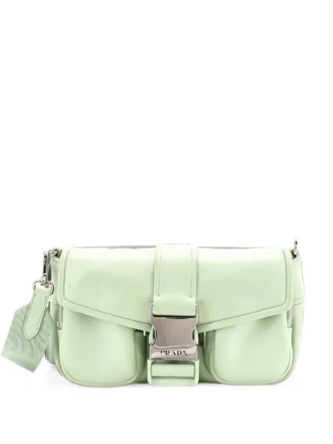 Prada Pre-Owned Buckle Pocket Spazzolato Leather and Tessuto crossbody bag Green 9QHGUFB91HGKSY3V
