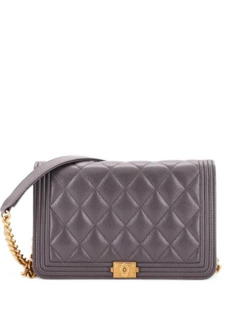 CHANEL Pre-Owned Boy Wallet on Chain Quilted Caviar crossbody bag Grey 2AVABGMJJ5MGZYZY