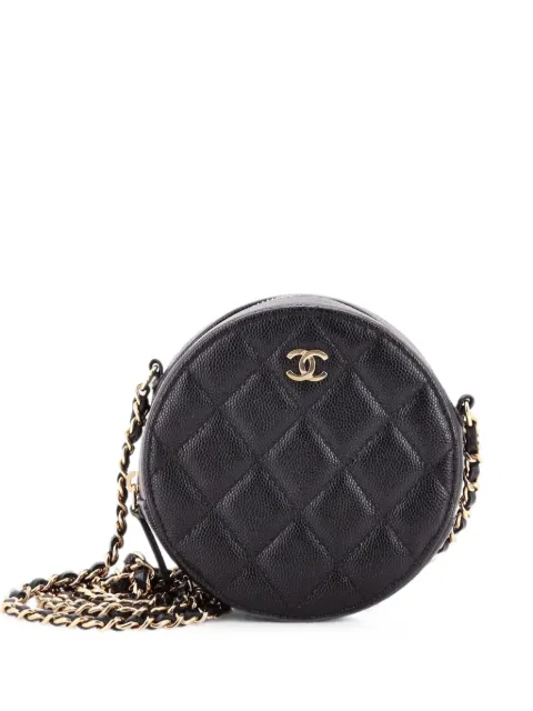 CHANEL Pre-Owned Round Clutch with Chain Quilted Caviar Mini crossbody bag Black 3FY7G13E6DWQALUX